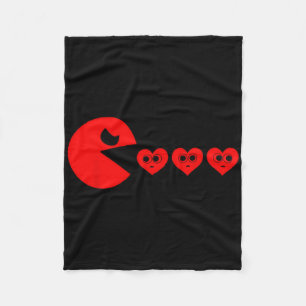 Boys Kids Valentines Day Hearts Eating Funny Gamer Fleece Blanket