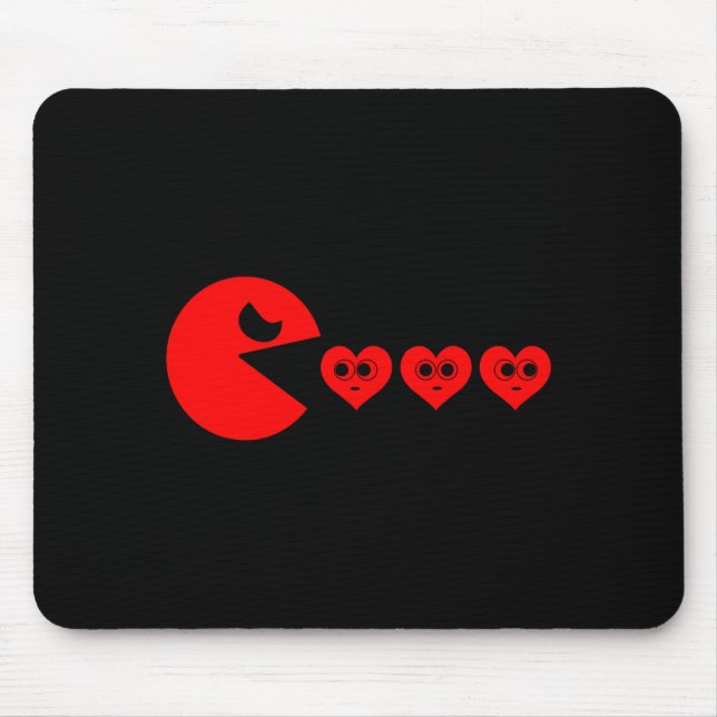 Boys Kids Valentines Day Hearts Eating Funny Gamer Mouse Pad (Front)