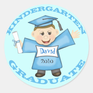 Boy's Kindergarten  Graduation Classic Round Sticker