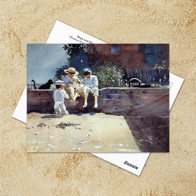 Boys Kitten Winslow Homer Postcard (Creator Uploaded)