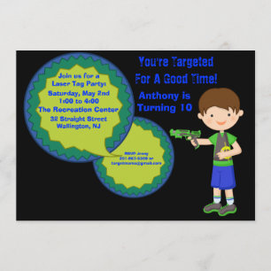 Boys Laser Tag Birthday Party Invitation