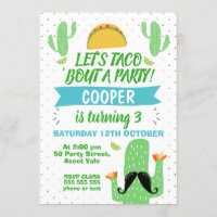 Boys Let's Taco ''bout A Party Birthday Invitation
