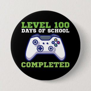 Boys Level 100 Days Of School Completed 7.5 Cm Round Badge