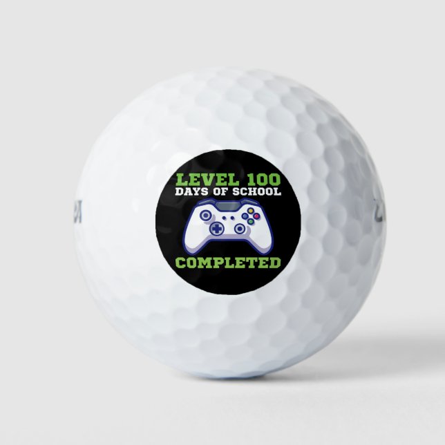 Boys Level 100 Days Of School Completed  Golf Balls (Front)