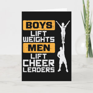 Boys Lift Weights Men Cheerleader Funny Cheerleadi Card