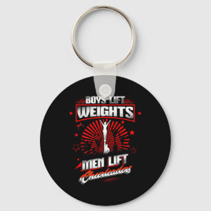 Boys Lift Weights Men Lift Cheerleaders Funny Chee Key Ring