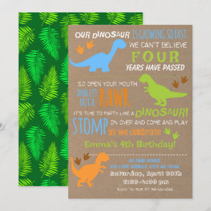 Boy's Little Dinosaur Kids Birthday Invitation