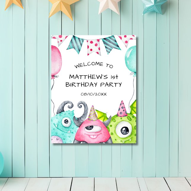 Boys Little Monster Birthday Party Welcome Sign (Creator Uploaded)