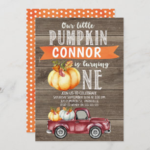 Boy's Little Pumpkin 1st Birthday Invitation