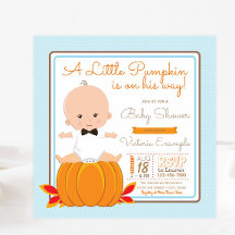 Boys Little Pumpkin Baby Shower Invitation