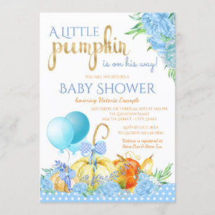 Boys Little Pumpkin Fall Baby Shower Invitations