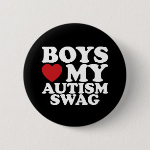 Boys Love My Autism Swag Awareness Heart 6 Cm Round Badge