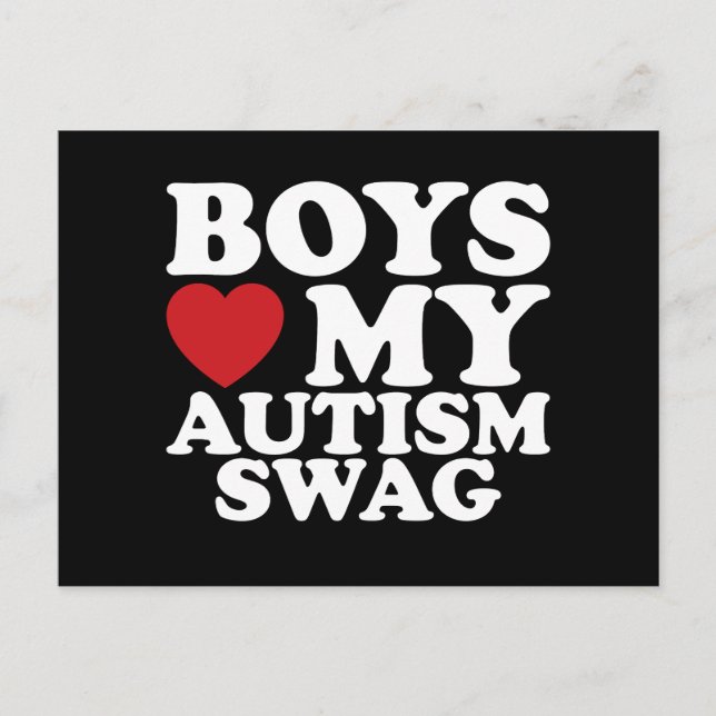 Boys Love My Autism Swag Awareness Heart Postcard (Front)