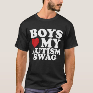 Boys Love My Autism Swag Awareness Heart T-Shirt