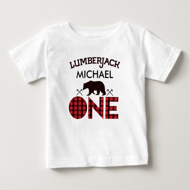 Boys Lumberjack Bear Arrows 1st Birthday T-shirt (Front)