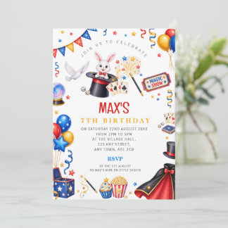 Boys Magic Show Magician Birthday Invitation
