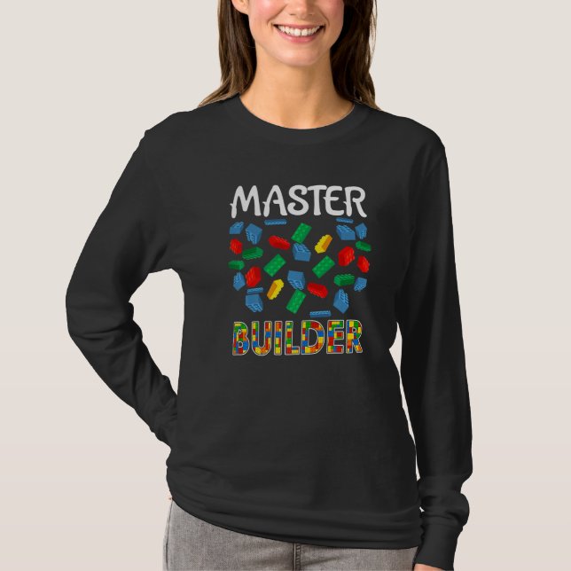 Boys Master Builder Funny Brick Building Blocks To T-Shirt (Front)