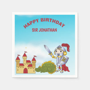  Boys Mediaeval Knight Dragon Birthday Party     Napkin