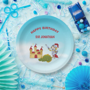  Boys Mediaeval Knight Dragon Birthday Party    Paper Plate