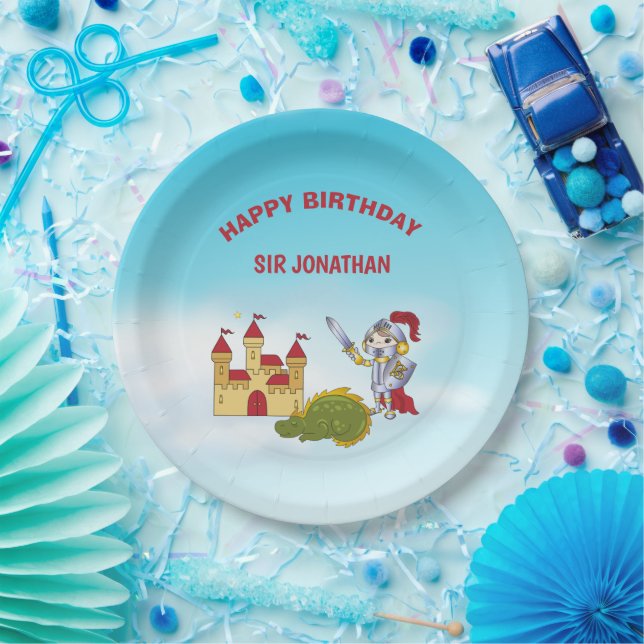  Boys Mediaeval Knight Dragon Birthday Party    Paper Plate (Party)