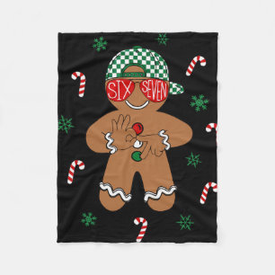 Boys Mens Christmas 6 7 Gingerbread Funny Meme Six Fleece Blanket