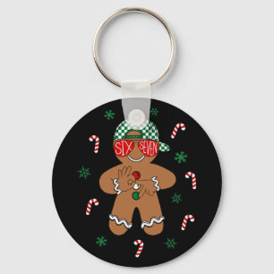 Boys Mens Christmas 6 7 Gingerbread Funny Meme Six Key Ring