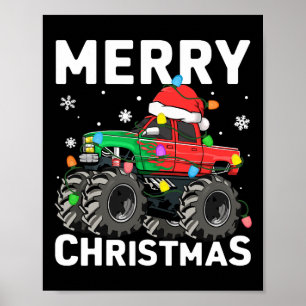 Boys Merry Christmas Monster Truck Santa Hat Toddl Poster