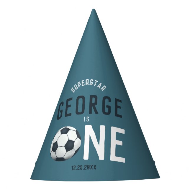 Boys Modern Blue Sports Kids 1st Birthday Party Hat (Front)