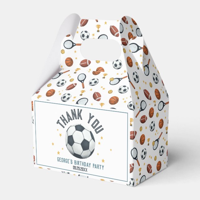 Boys Modern Soccer Sports Kids Birthday Favour Box (Front Side)