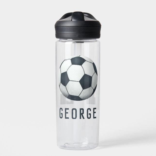 Boys Modern Sporty Soccer Kids Water Bottle (Front)
