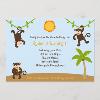 Boys Monkeying Around 7x5 Invitation