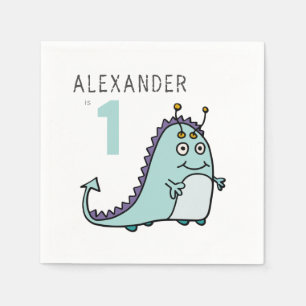 Boys Monster 1st Birthday Party Napkin