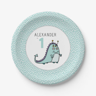 Boys Monster 1st Birthday Party Paper Plate
