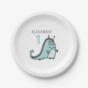 Boys Monster 1st Birthday Party Paper Plate