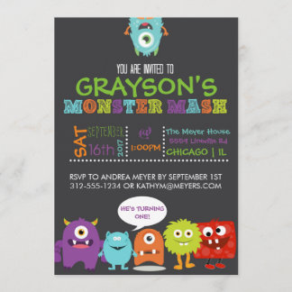 Boys Monster Mash Birthday Party Invitation