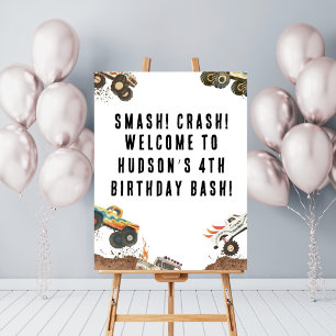 Boys Monster Truck Customisable Birthday Party Poster