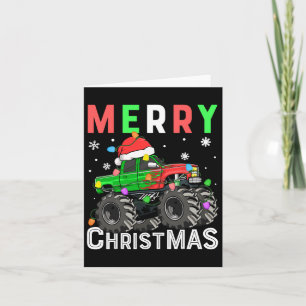 Boys Monster Truck Merry Christmas Santa Hat Kids  Card