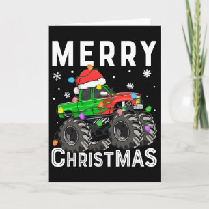 Boys Monster Truck Merry Christmas Santa Hat Toddl Card