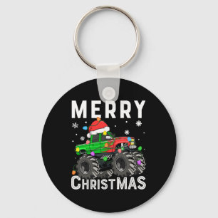 Boys Monster Truck Merry Christmas Santa Hat Toddl Key Ring