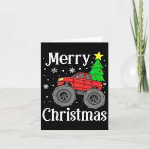 Boys Monster Truck Merry Christmas Tree Snowflakes Card