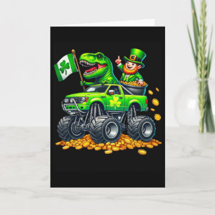 Boys Monster Truck T-rex Leprechaun St Patricks Da Card