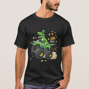Boys Monster Truck T-rex St Patricks Day Dinosaur  T-Shirt