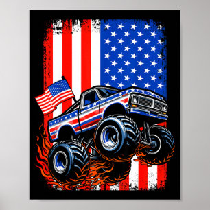Boys monster truck usa flag monster truck 4th ofBo Poster