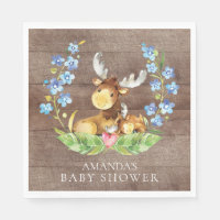 Boys Moose Baby Shower Paper Napkins