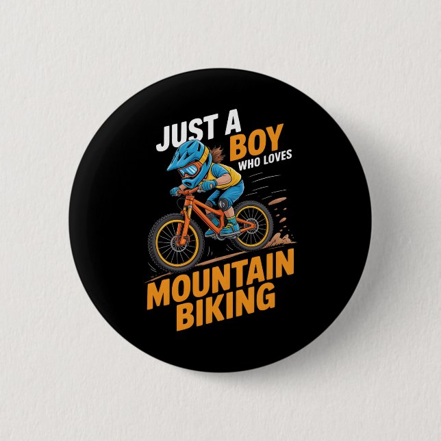 Boys Mountain Biking  6 Cm Round Badge (Front)