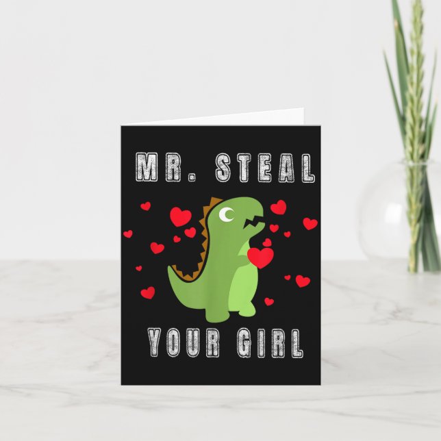 Boys Mr. Steal Your Girl - Cute Valentines Day Din Card (Front)