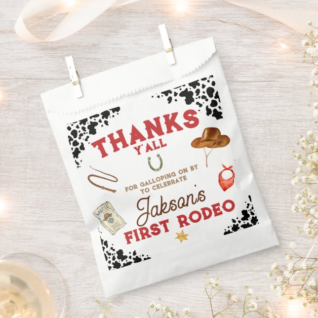 Boys My First Rodeo Cowboy 1st Birthday Favour Bag (Clipped)