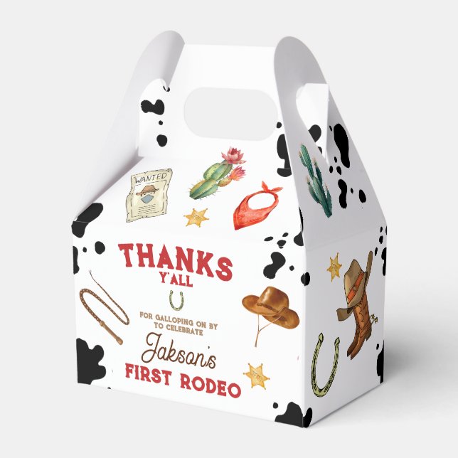 Boys My First Rodeo Cowboy 1st Birthday Favour Box (Back Side)
