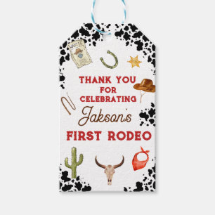 Boys My First Rodeo Cowboy 1st Birthday Gift Tags