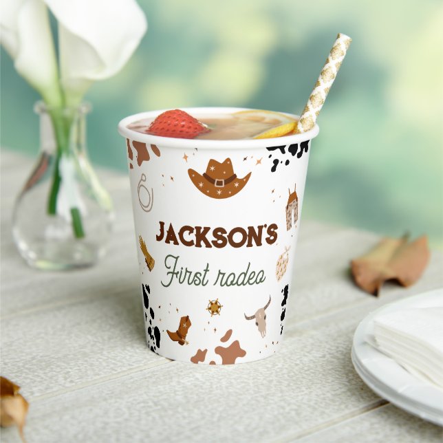 Boys My First Rodeo Cowboy 1st Birthday Paper Cups (Insitu)